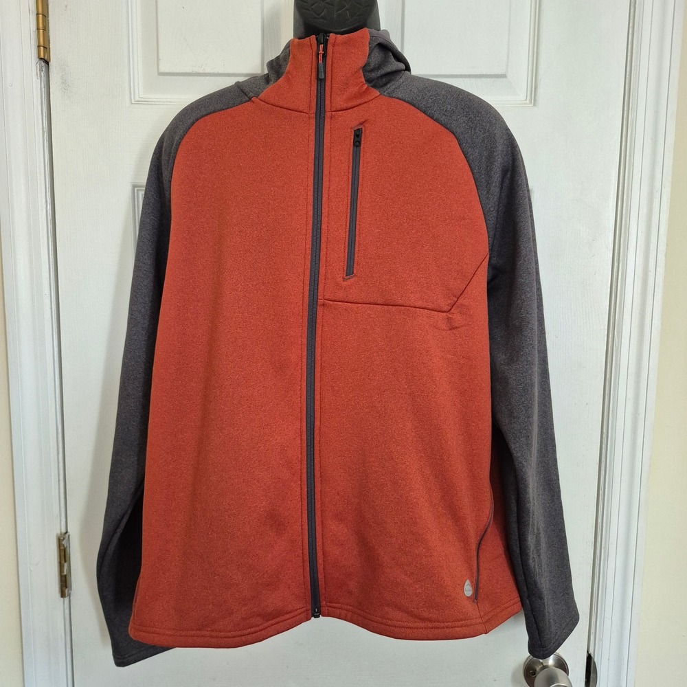 LL Bean Mountain Fleece FZ Hoodie Mens XL Rust Orange Gray 515094 NWT